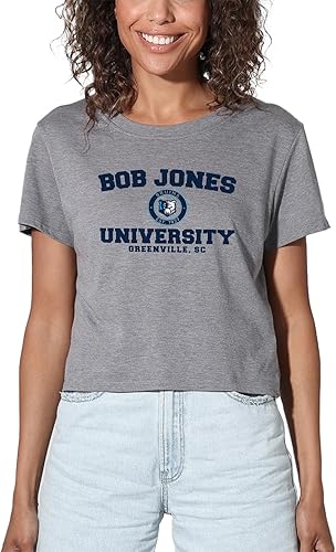 Colección oficial de camisetas cortas con logotipo de círculo envejecido universitario para mujer, jaspeado atlético