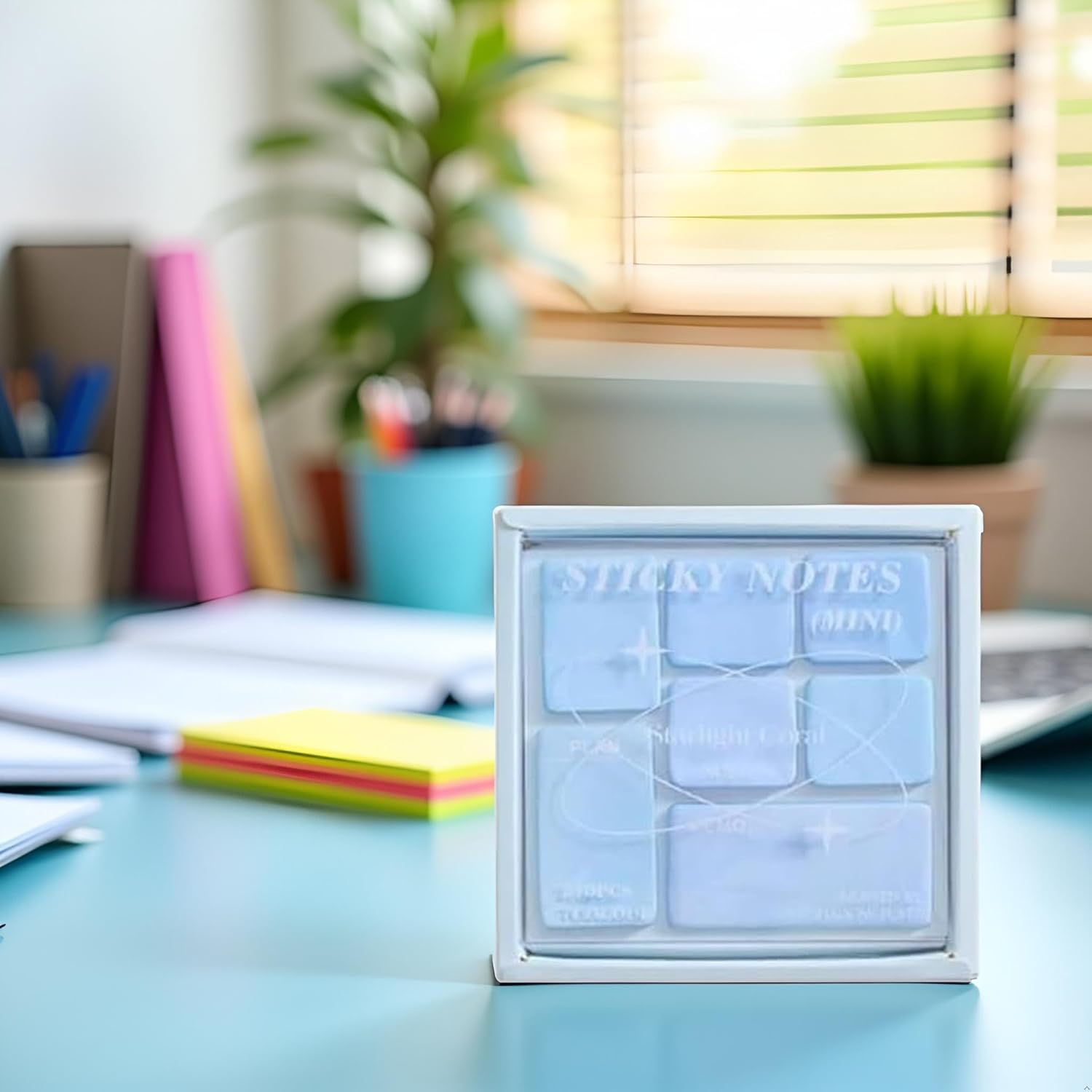 1Pc Blue Mint Small Sticky Notes,4 Styles Set,Cute School Supplies,Quick Removal,Self-Stick Note for Office School Personal Note Pads Convenient to Carry,Notebooks and Writing Pads,Pastel Colors - Image 4