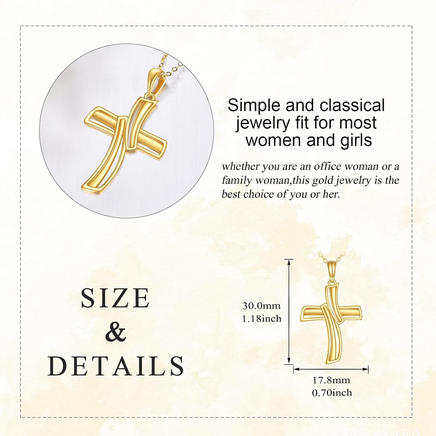 KECHO 14K Gold Cross Necklace Yellow Gold Cross Pendant Birthday Gifts for Women Jewelry Gifts for Her