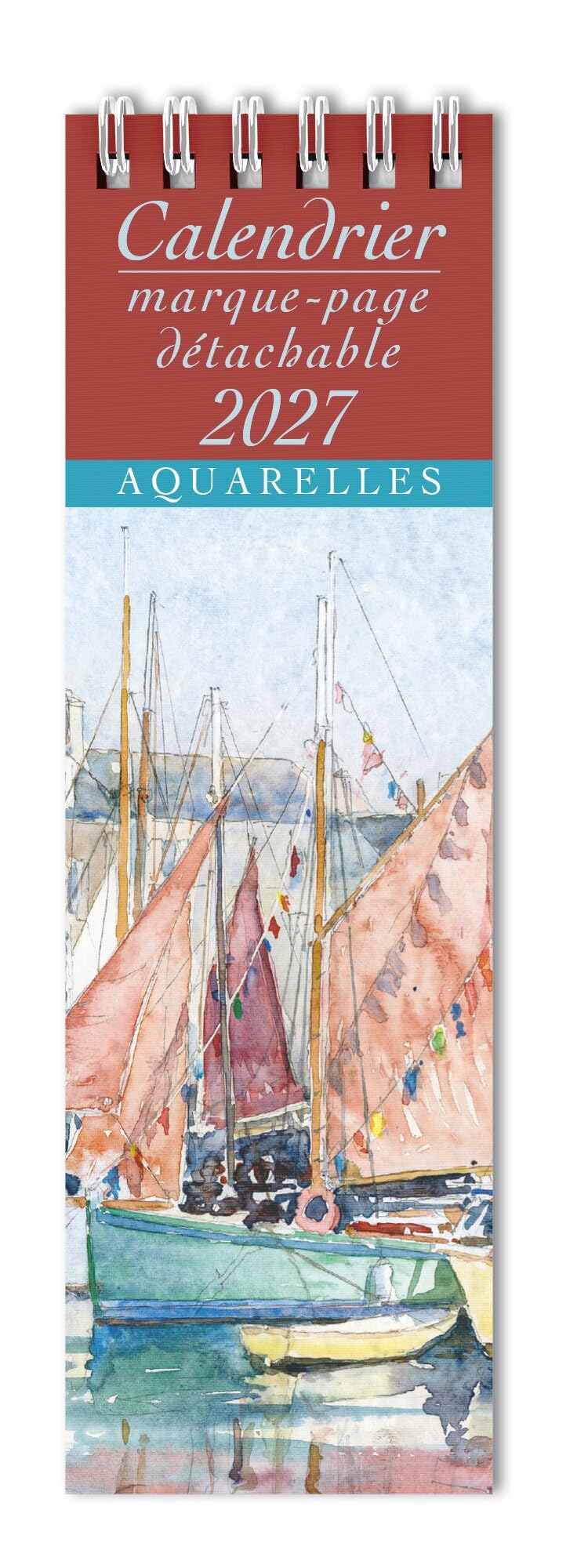 Calendrier Marque Page 2027 Aquarelle Vanderbergue Voiliers Format 5.5x17cm (AJZMP001)+ offert un agenda de poche 2027