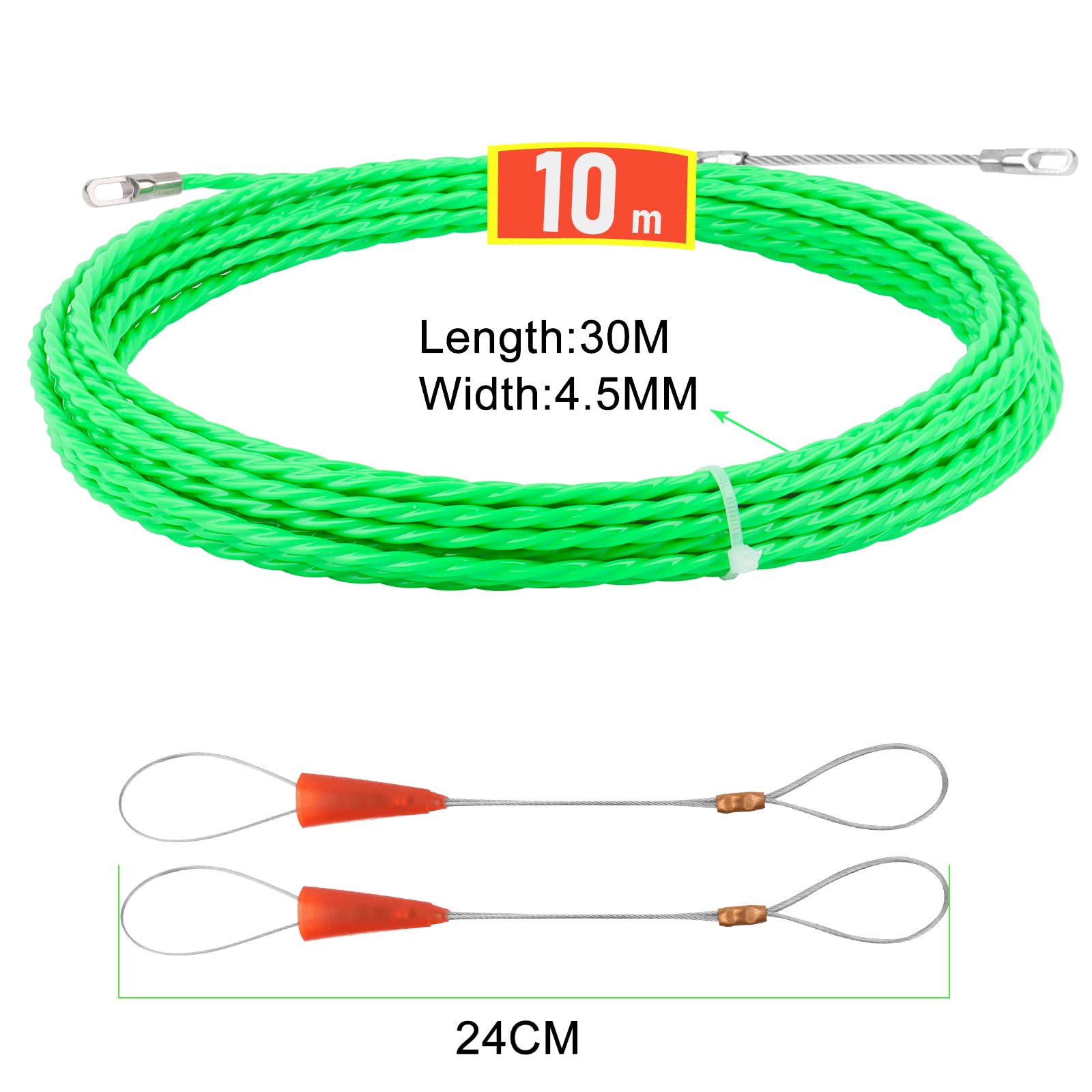 Sonda Passacavi 10m Flessibile - Molla Elettricista Per Tubature E Curve, Diametro 4.5mm Verde - Foto 6