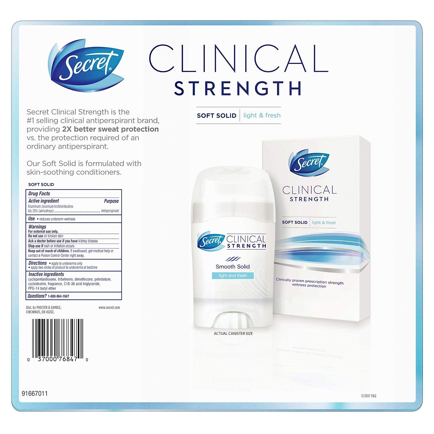 Secret Clinical Strength Soft Solid Deodorant, Light & Fresh (1.6 oz, 3 pk.)