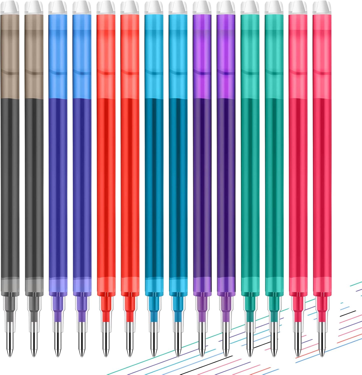 14 Pcs Erasable Pen Refills 0.5 mm 7 Assorted Colors Gel Ink Refills Medium Fine
