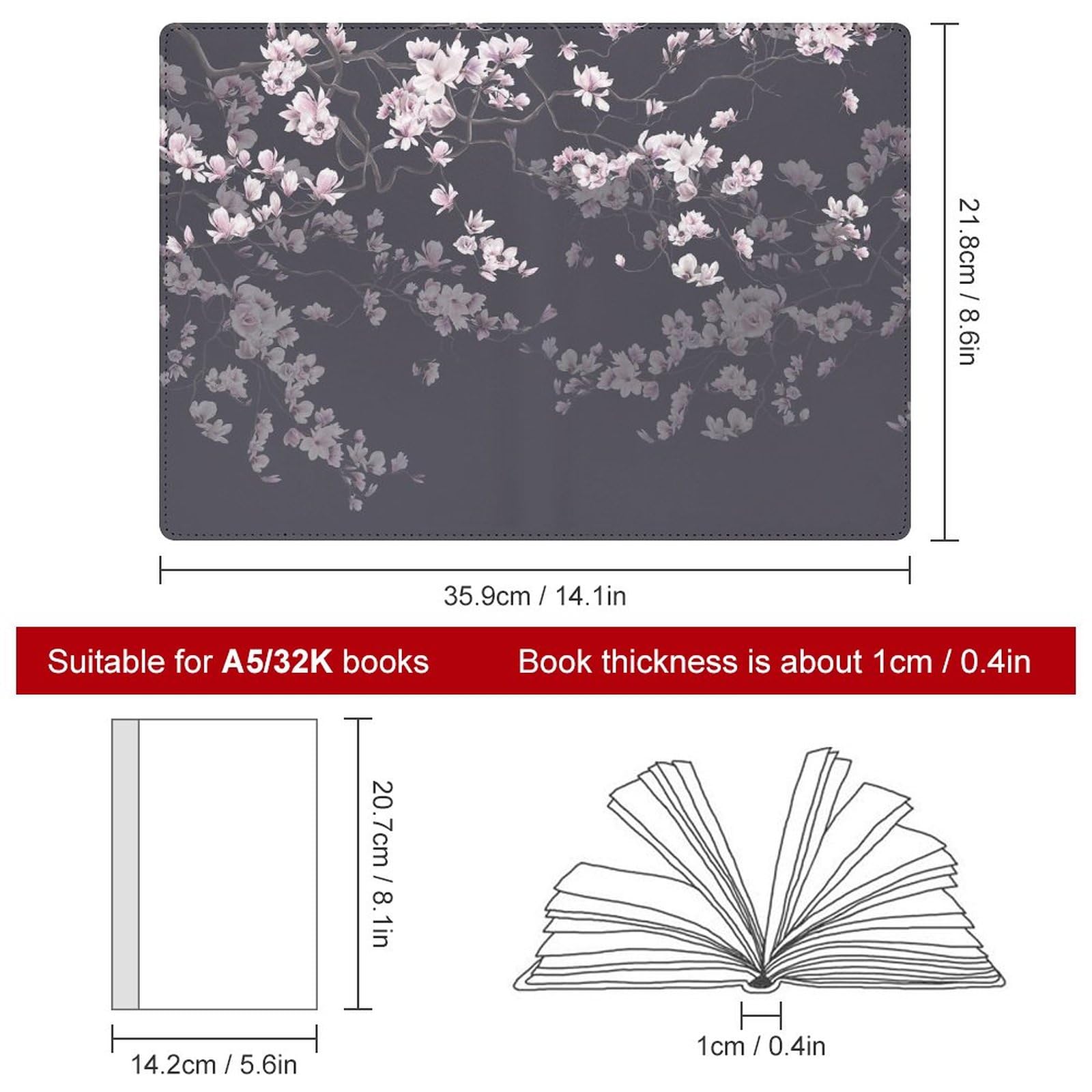 Amazon.co.jp: ブックカバー 和風 和柄 花 桜 文庫 A5 PU レザー