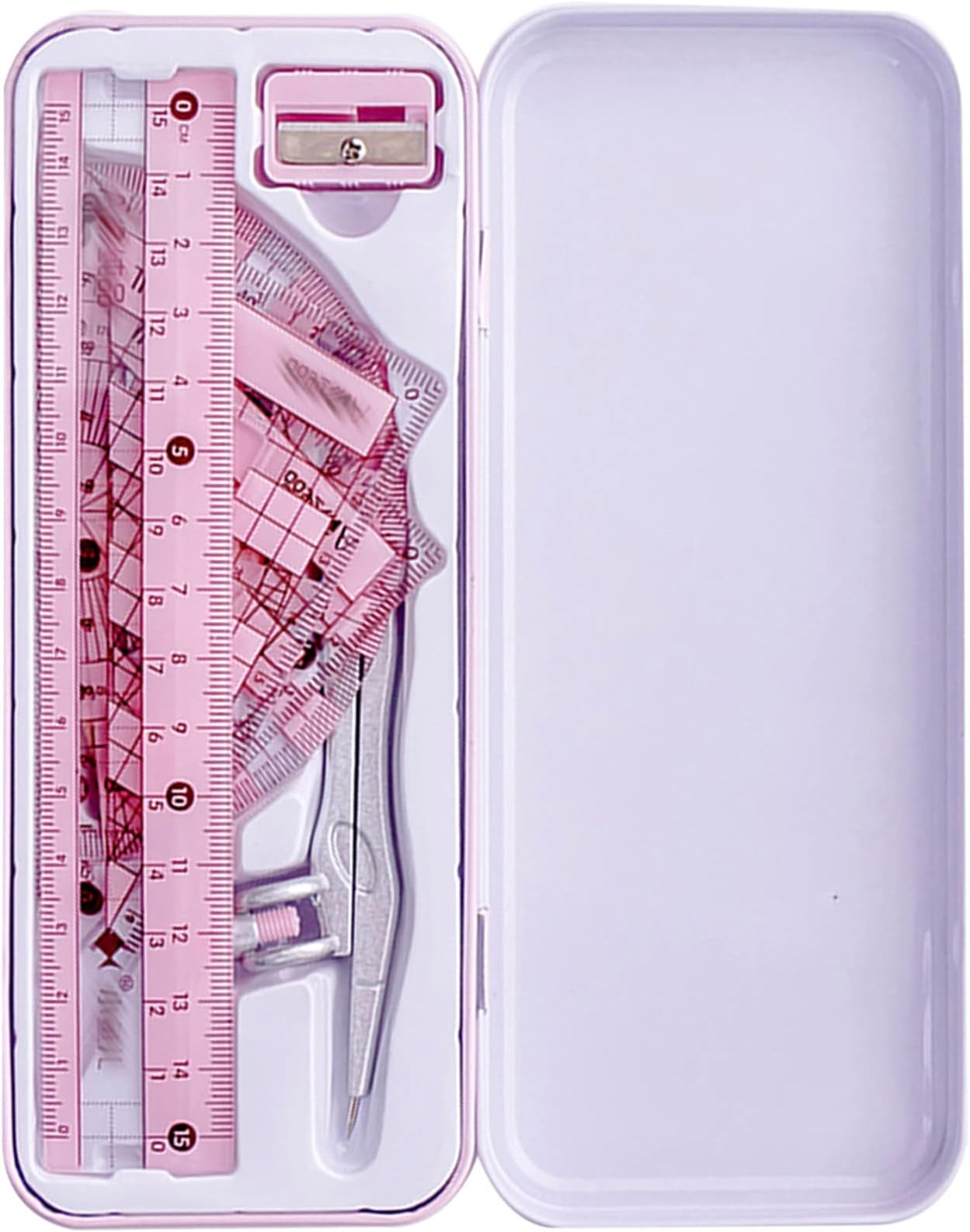 Adela 8 Pieces Student Math Geometry Tool Set Drawing Compass (R-Pink)