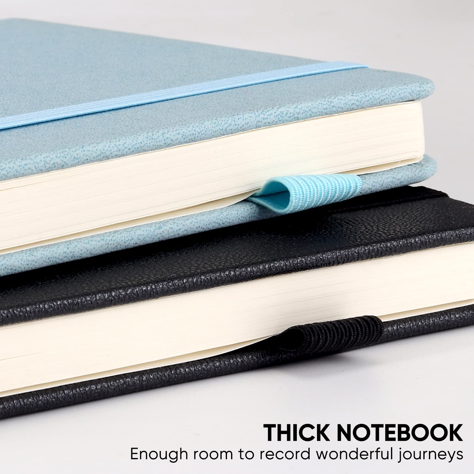 BLUMOST Liniertes Tagebuch, Notizbücher mit Stiftschlaufe, Hardcover-Notizbuch für die Arbeit, 100 g/m², dickes Premium-Papier mit Innentasche, mittelgroß, 12,7 x 21 cm, Blau