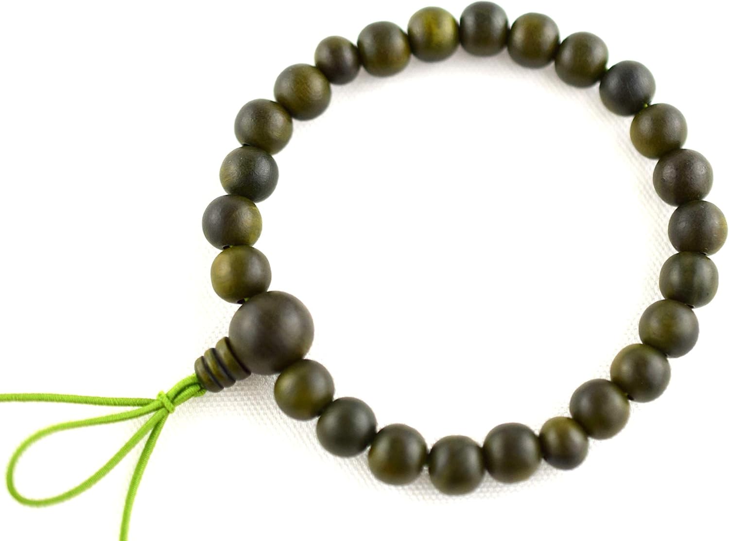 京都あさひ屋 7.5mm Japanese Lignum vitae wood Juzu dhyana Zen Kyoto Prayer Beads Handmade for Men Women Gifts Elastic Mala Beads