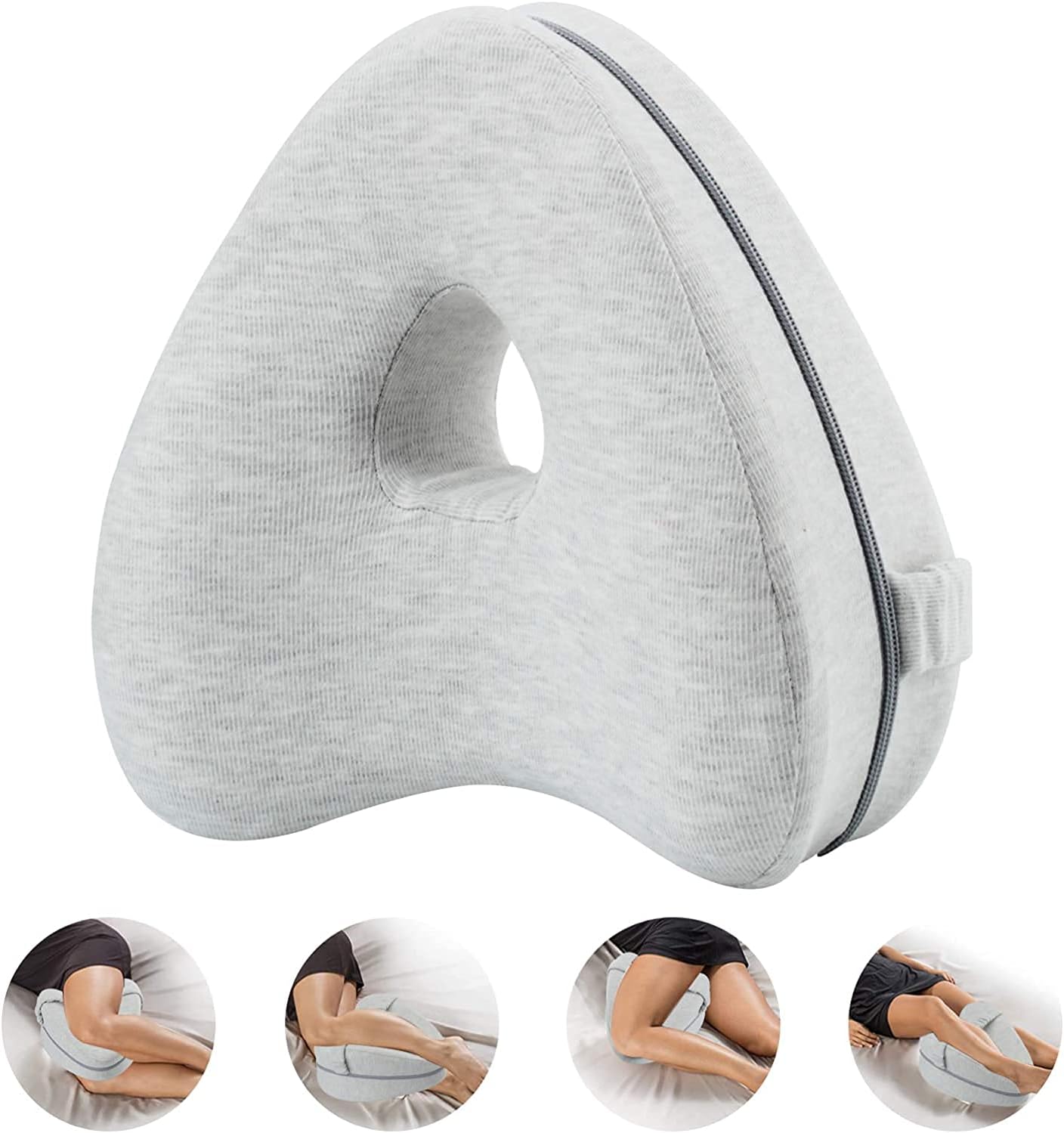 CREATESTAR Leg Pillow Knee Pillow Ergonomic Side Sleeping Pillow with Memory Foam Pillow Optimal for Side Sleepers Positioning Pillow with Cover