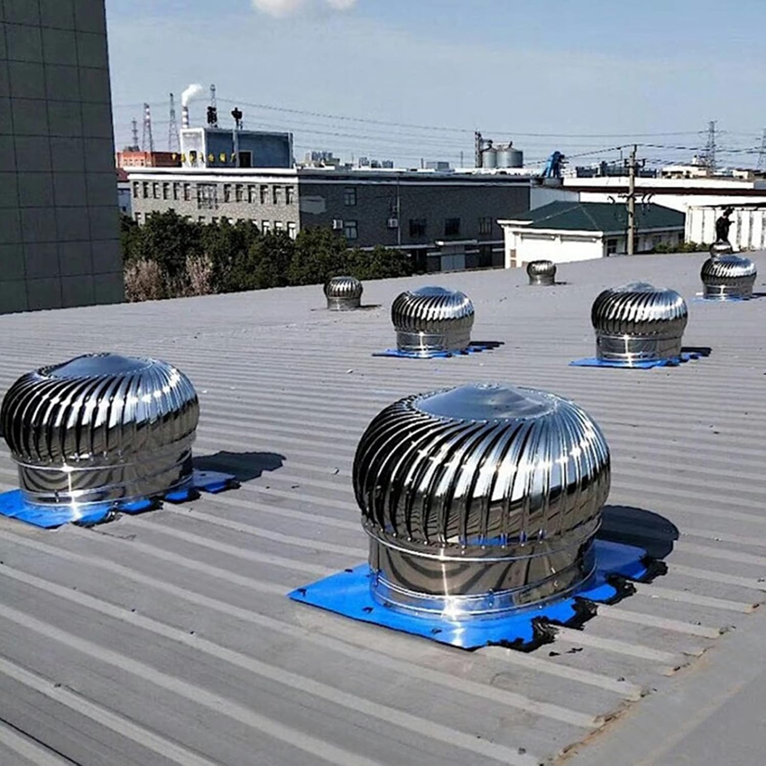 Attic Air Vent Ventilating Fan Outside Dryer Vent Covers for House Large 5 7 8 10 12 16 20 Inch, Round Air Turbine Vent Rain Cover for Chimney/Shed Roof, Industrial Rotating Roofing Ventilator(500mm/1