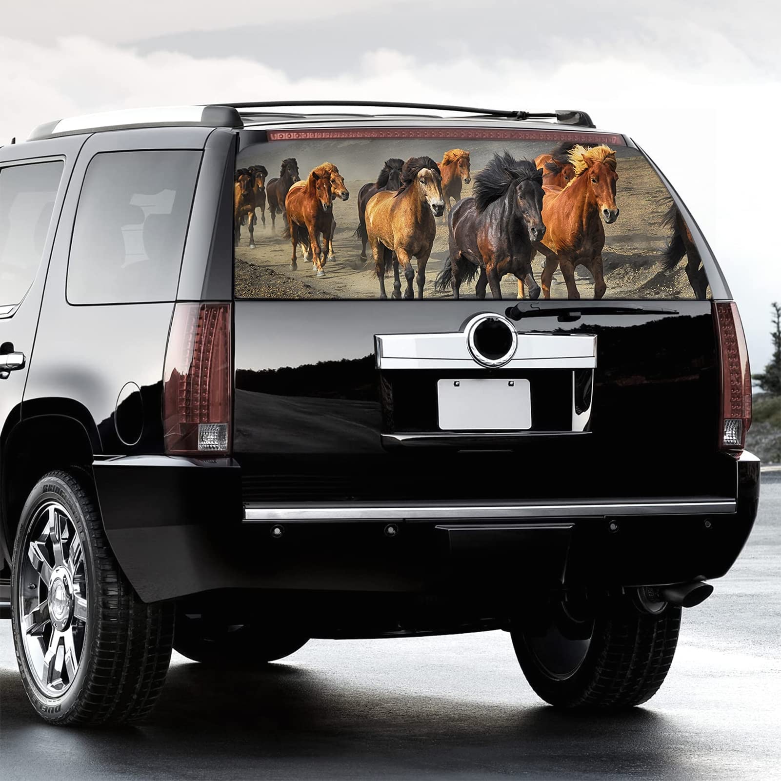 Decalcomania per finestrino posteriore del camion, motivo: cavallo di destriero, decalcomania per finestrino posteriore dell'auto, in vinile perforato, per camion, SUV, furgoni, pickup, 167,6 x 73,7