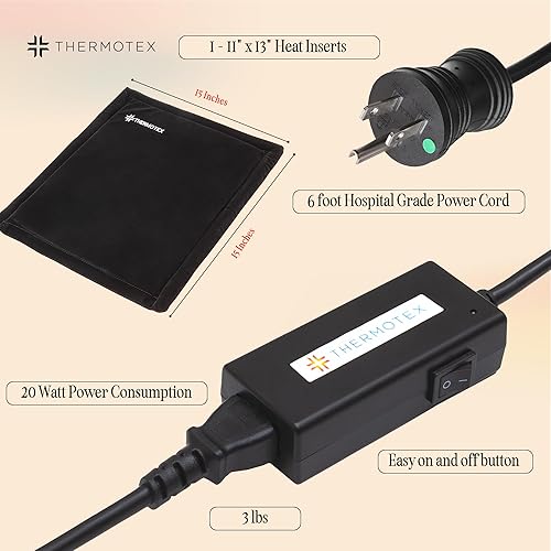 Miniatura 6 de Thermotex Almohadilla térmica de infrarrojos lejanos  Dorada  Almohadilla térmica premium para aliviar molestias  Calienta y relaja los músculos