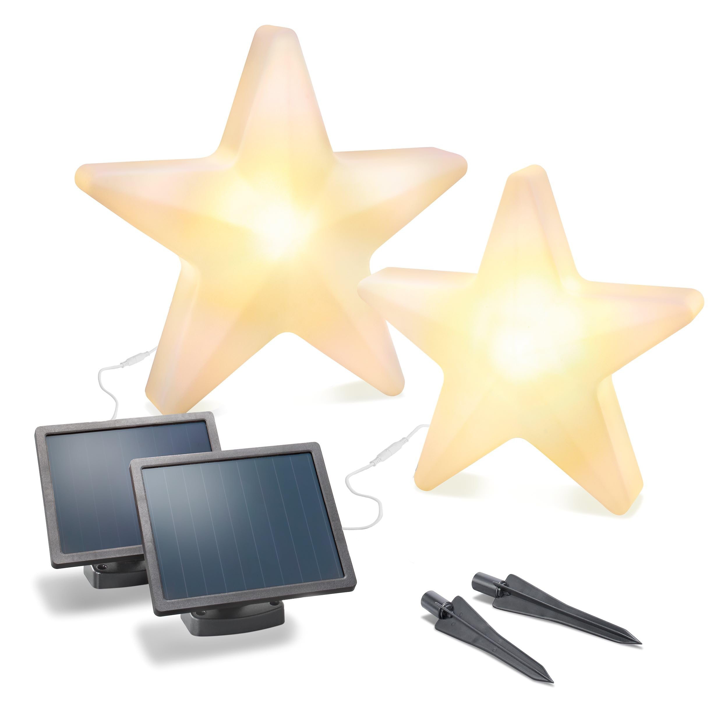 Esotec Solar 3D Weihnachtsstern, 2er-Set gro, winterfest, Leuchtstern, LED  Stern outdoor, Auenstern, warmwei kaltwei umschaltbar, Weihnachtsdeko,  Weihnachtsbeleuchtung, auen, 55+39cm, 102119 : Amazon.de: Beleuchtung
