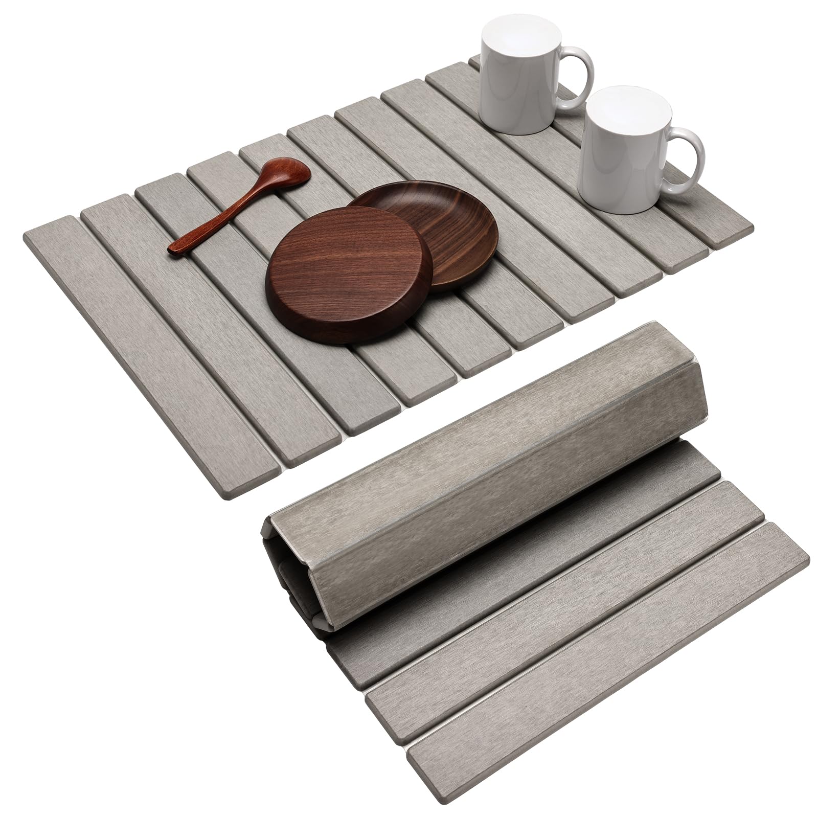 Stone Drying Mat for Dish Drying Rack, Drying Stone for Kitchen Counter Quick Dry for Dishes Cups Bottles, Large Foldable Absorbent Diatomaceous Earth Mat Bathroom Any Countertop, 24