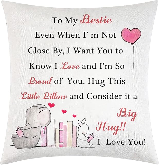Jerefbns Bestie Gifts from Best Friend Cushion Cover Pillowcases Bestie Throw Pillow Cover Cushion Case Pillow Case Birthday Christmas Graduation Gifts