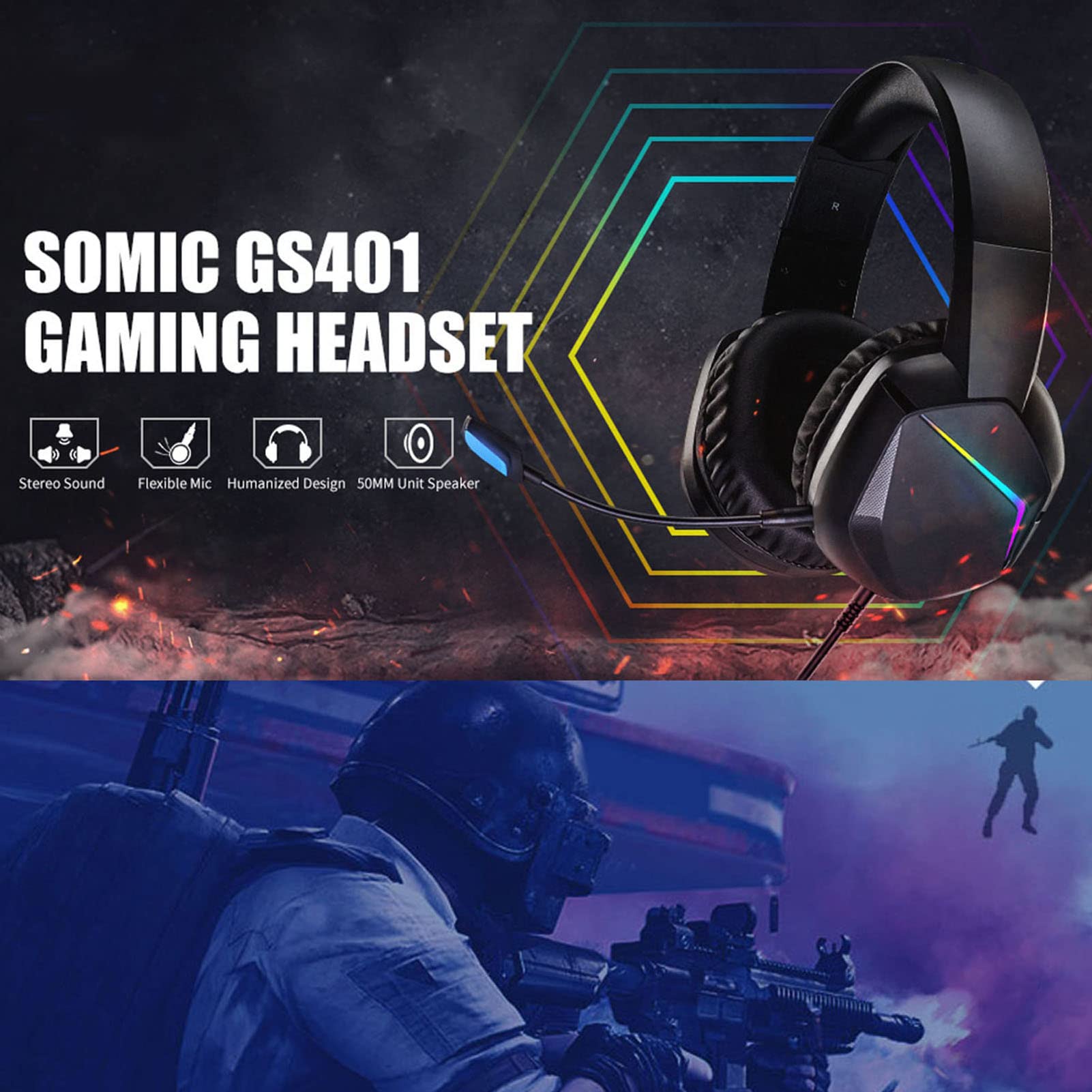 XINL Cuffie da Gioco, Cuffie da Gioco Stereo sensibili Suono Surround virtuale Ruotabile a 160° per PC per Laptop per telefoni cellulari(con Spina da 3,5 mm)