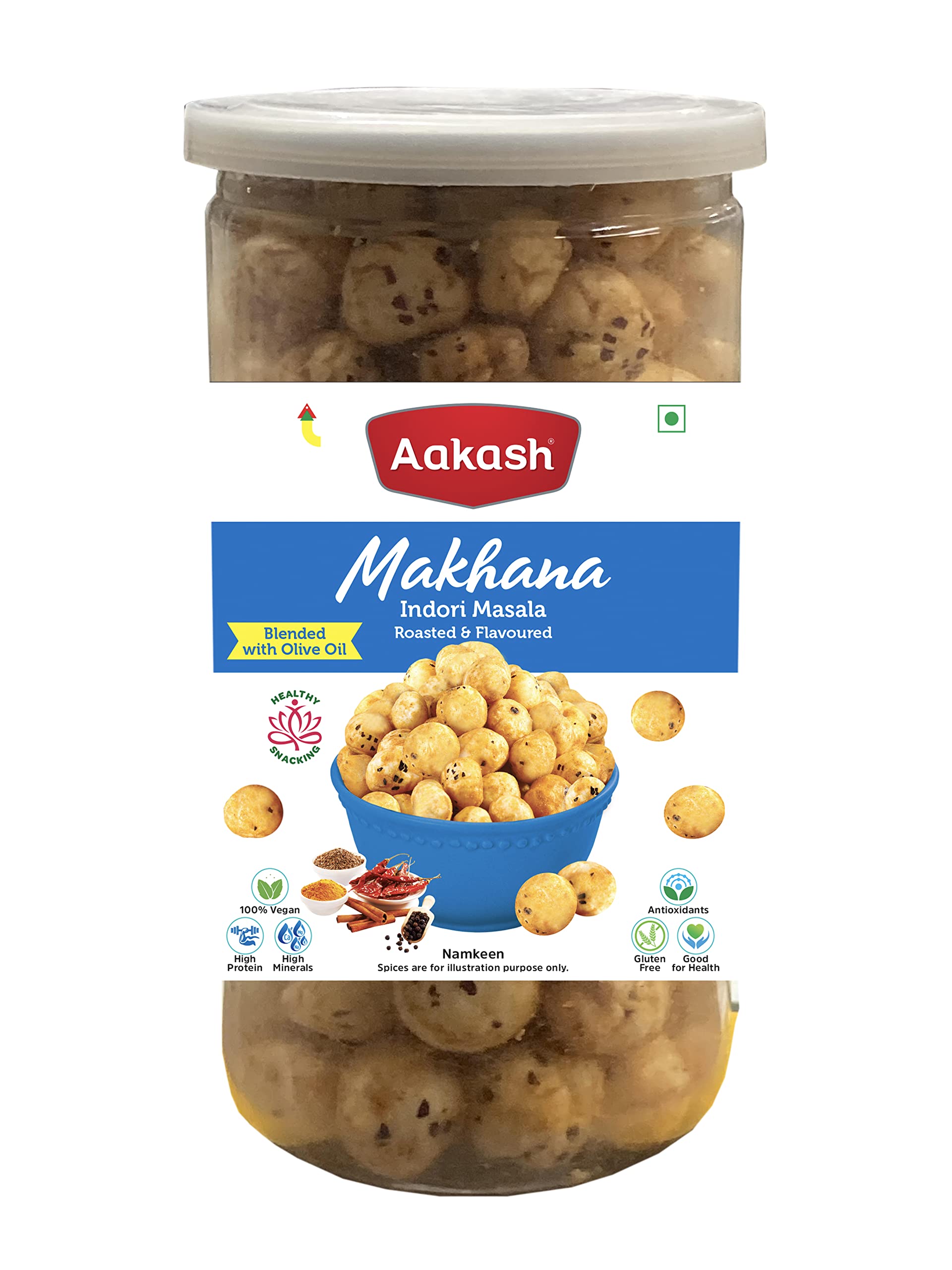 Aakash Indori Masala Makhana Jar | Roasted & Flavored | Spicy Snacks Makhana |160GM (Pack of 2, Each 80GM) | Indores Finest Namkeen (B0BN452DN7) Amazon Price History, Amazon Price Tracker