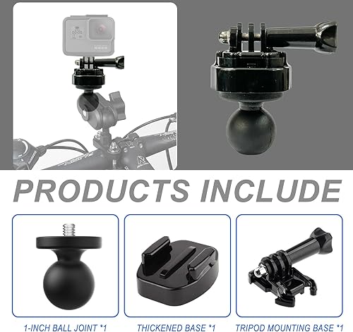 Miniatura 7 de Adaptador de montaje de bola de 1 pulgada para Insta360 con base de liberación rápida para Gopro, compatible con soportes de cabeza de bola RAM