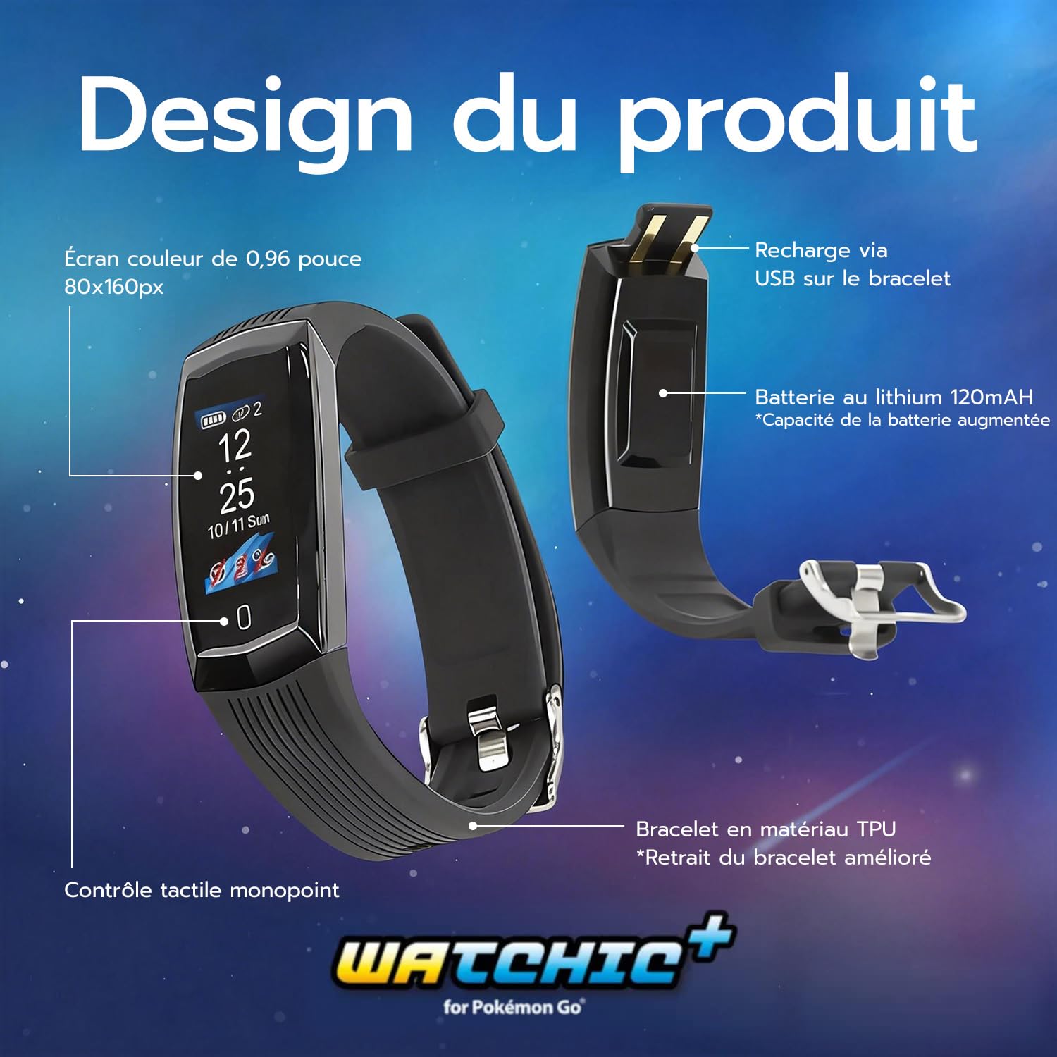Mcbazel Brook Auto Catch Watchic Plus pour Poke Mon Go, Prise en Charge de la Connexion à Deux appareils/Attrape Automatique/Étanche/Rétroaction de Vibration/Capteur Automatique élégant - Rouge