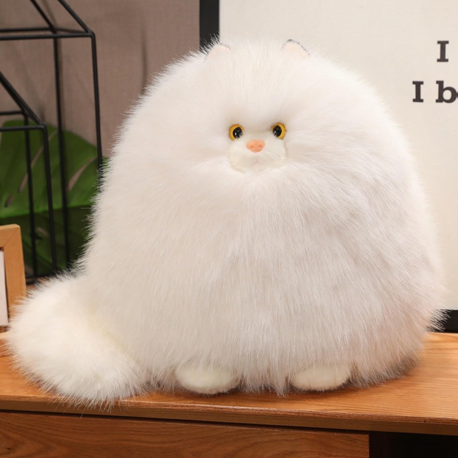 JORCEDI Fat Cat Plush Toy Grey 32 cm, Fluffy Persian Kitten Stuffed Animal, Cute Kawaii Cuddle Pillow, Room Decor, Funny Birthday Gift for Kids Girls (B,32cm)