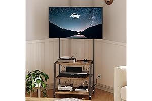 HOOBRO Multifunctional Rolling TV Stand for 55 inch TV, Corner Entertainment Center,...