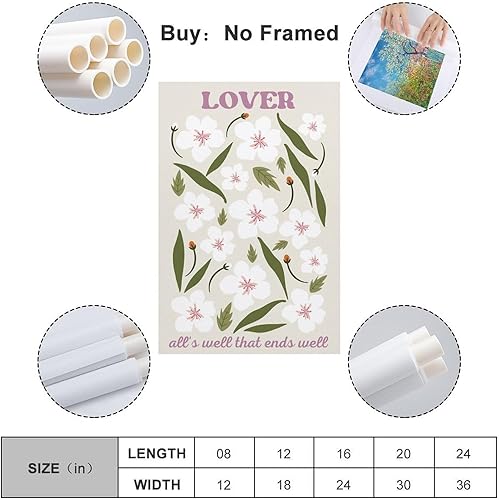 Miniatura 8 de BATWHO Póster de Betty Folklore para pared, para el hogar, baño, dormitorio, oficina, sala de estar, decoración de lienzo sin marco 16 x 24 pulgadas