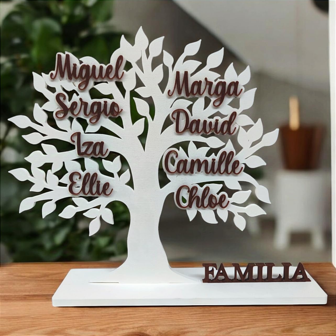 Tres Aristas | Árbol de la Vida Personalizado con Nombres | Regalo Emotivo para Familia | Decoración Moderna para Hogar | Ideal para Bodas, Cumpleaños, Aniversarios (Base + FAMILIA)