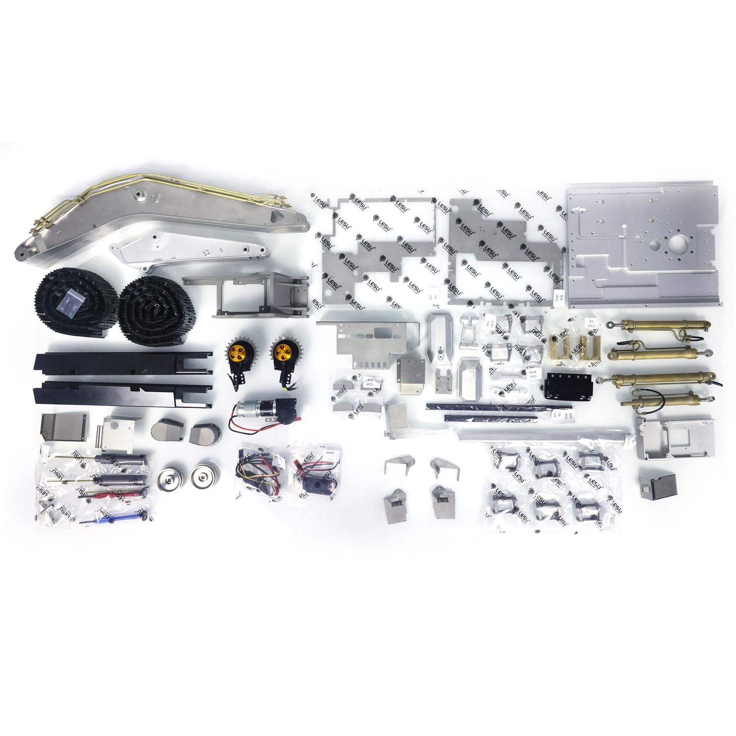 LESU LR945 RC Excavatrice hydraulique sur chenilles 1/14 en métal télécommandée Modèle moteur ESC Servo Light System non assemblé non peint Modèle de qualité Hobby