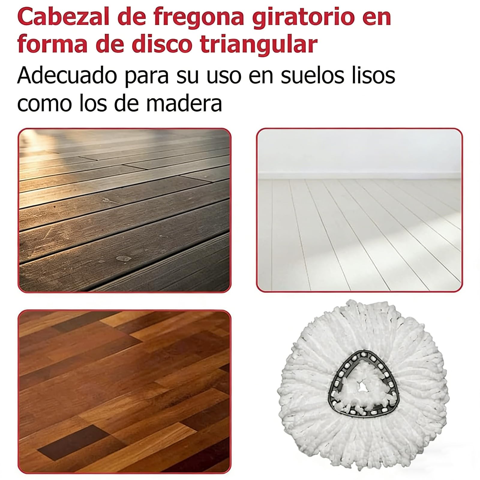 Confezione Da 4 Testine Di Ricambio Per Vileda Mocio Rotante, Ricariche Per Mocio In Microfibra Compatibili Con Mocio a Rotazione Triangolare, Con 1 Base Rotante Per La Pulizia Del Pavimento