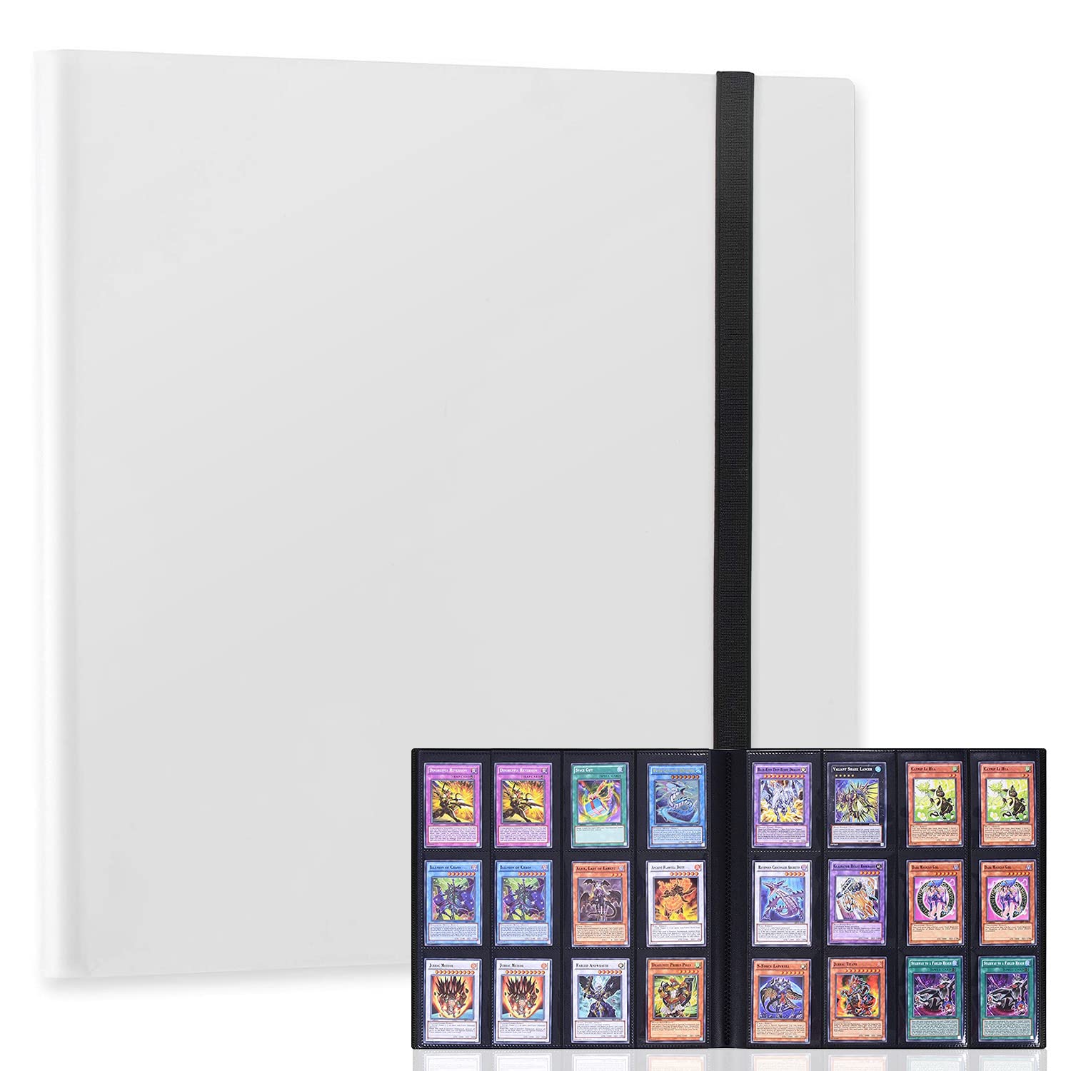 Amazon Co Jp カードファイル カードバインダー シールファイル 12ポケット 480枚収納 表紙はpp素材 弾性包帯バインド カード シート他のゲームカードを集める ホワイト ホビー