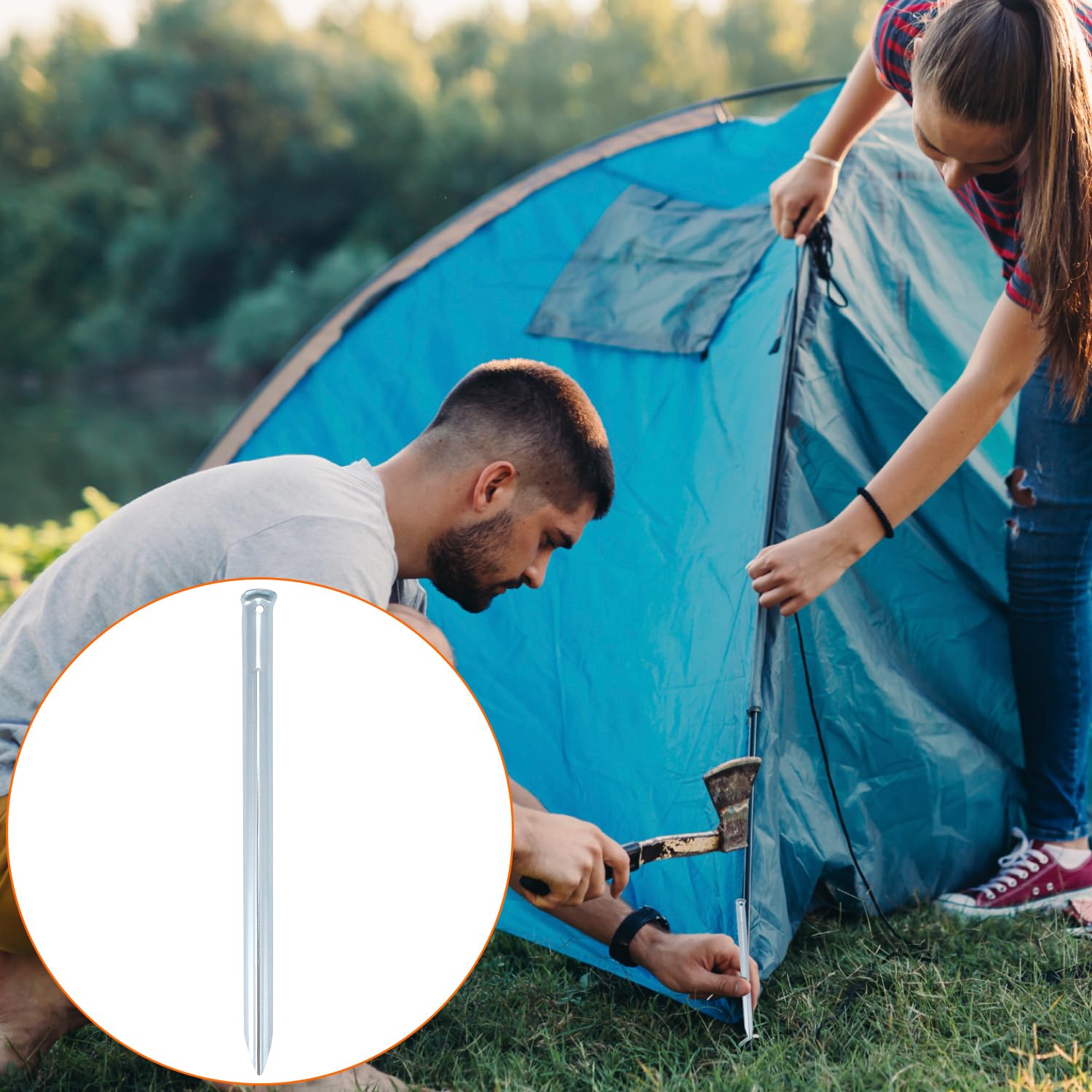 QWORK® 8X Metall Zelt-Heringe 30 x 2 cm - Halbrunde Robuste Erdnägel für Camping und Outdoor - Ideal für Normalen Boden