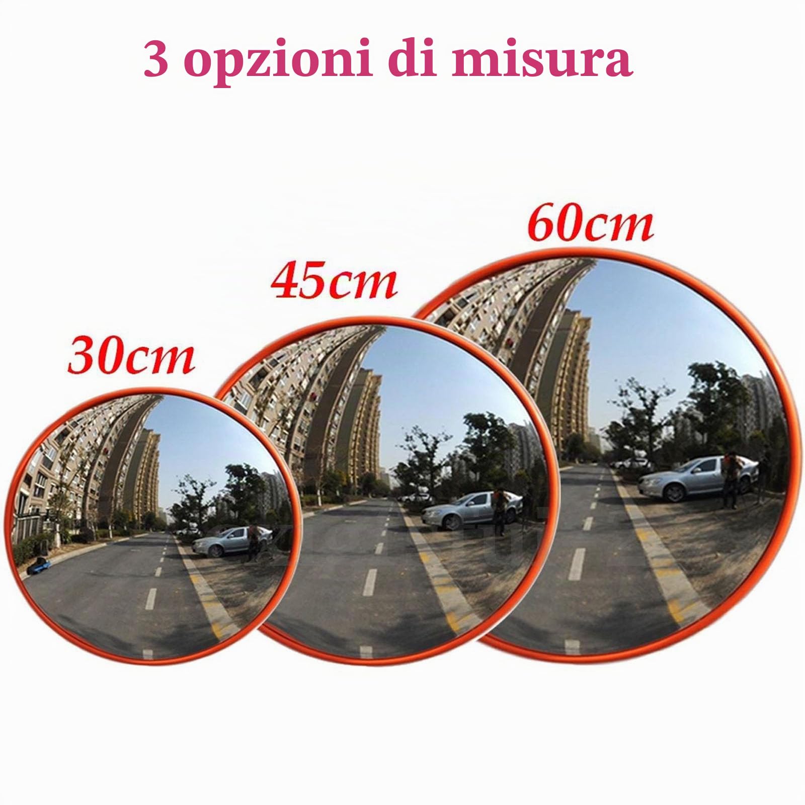 Specchio Convesso di Sicurezza, Specchio Stradale da 60 cm, Specchio Convesso per il Traffico Specchio Parabolico Stradale Specchio Grandangolare Regolabile per Strada e Garage per Interni ed Esterni