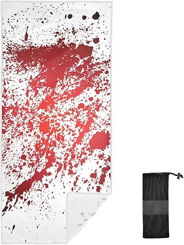 Miniatura 2 de susiyo Toalla de playa, 30 x 60 pulgadas, diseño abstracto de Halloween, salpicaduras de sangre aterradora, toallas de secado rápido para playa,