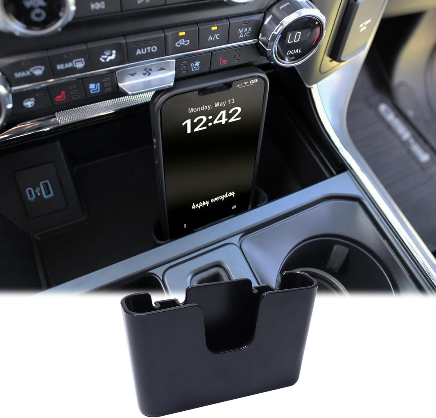 Center Console Phone Mount Compatible with 2021-2024 2025 Ford F150 Accessories Interior Phone Holder Within Reach ABS Material