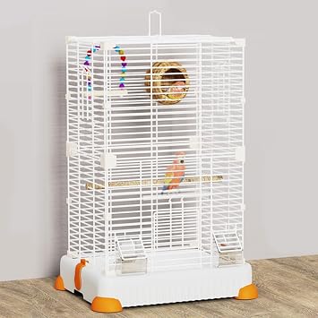 Flight Bird Cage, Iron Parrot Cage for Small Quaker Parrot, Cockatiel, Finch Lovebird Small-Sized Birds Parrots Canary pet Bird CageWhite