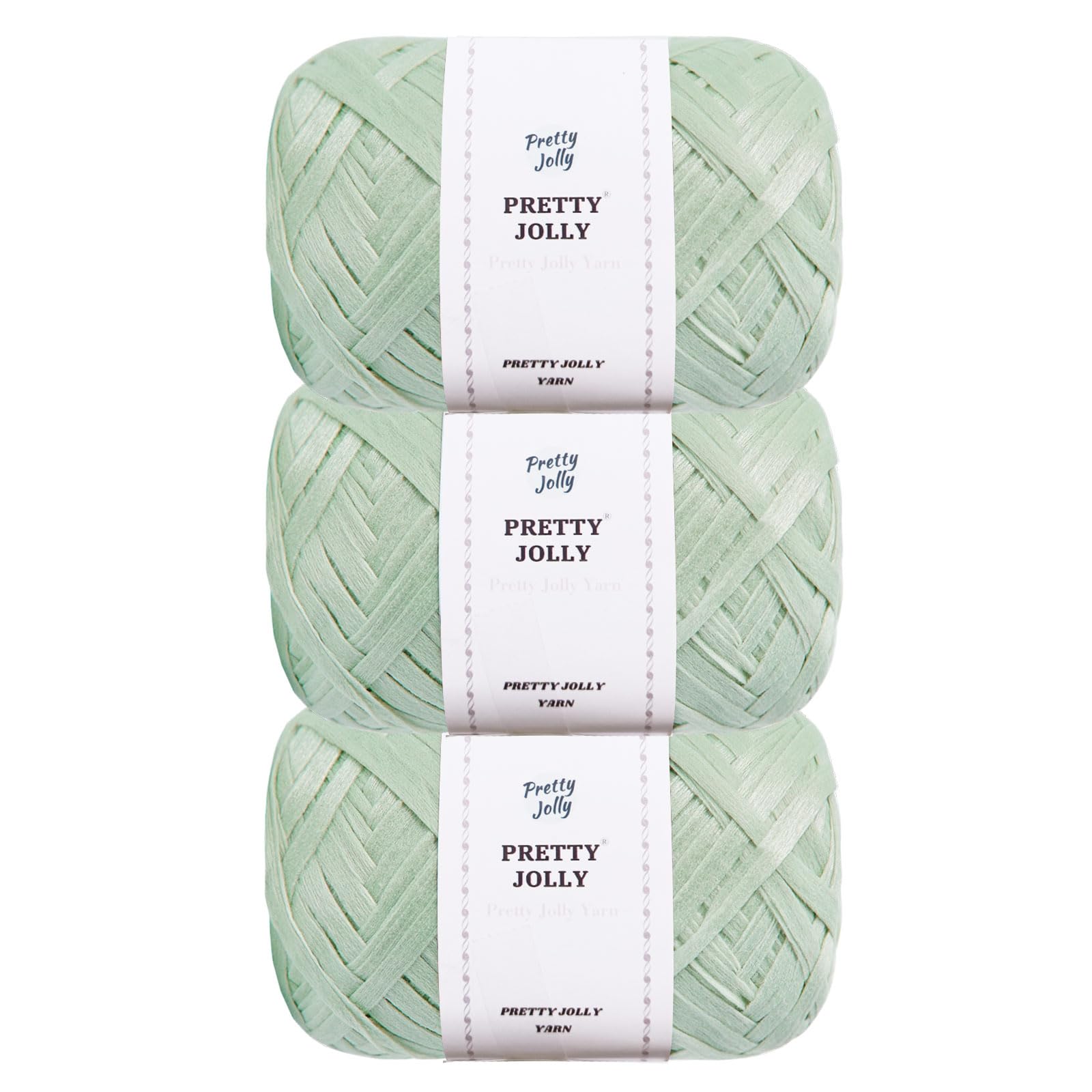 Pretty Jolly 3×100m/50g Light Green Polyester Craft Yarn for Knitting, Crocheting, DIY Gift Wrapping and Decorations