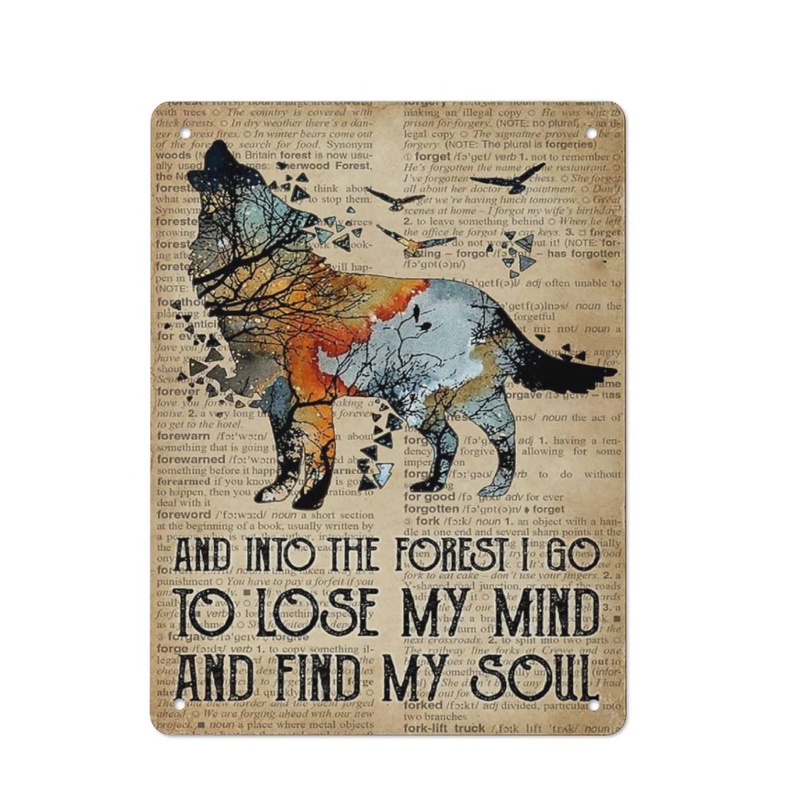 AOOEDM Wolf Pattern Into The I Go Vintage Metal Sign Wall Decor Metal Plaque for Cafe Bar Pub Home Beer Retro Poster 16x12 Inch
