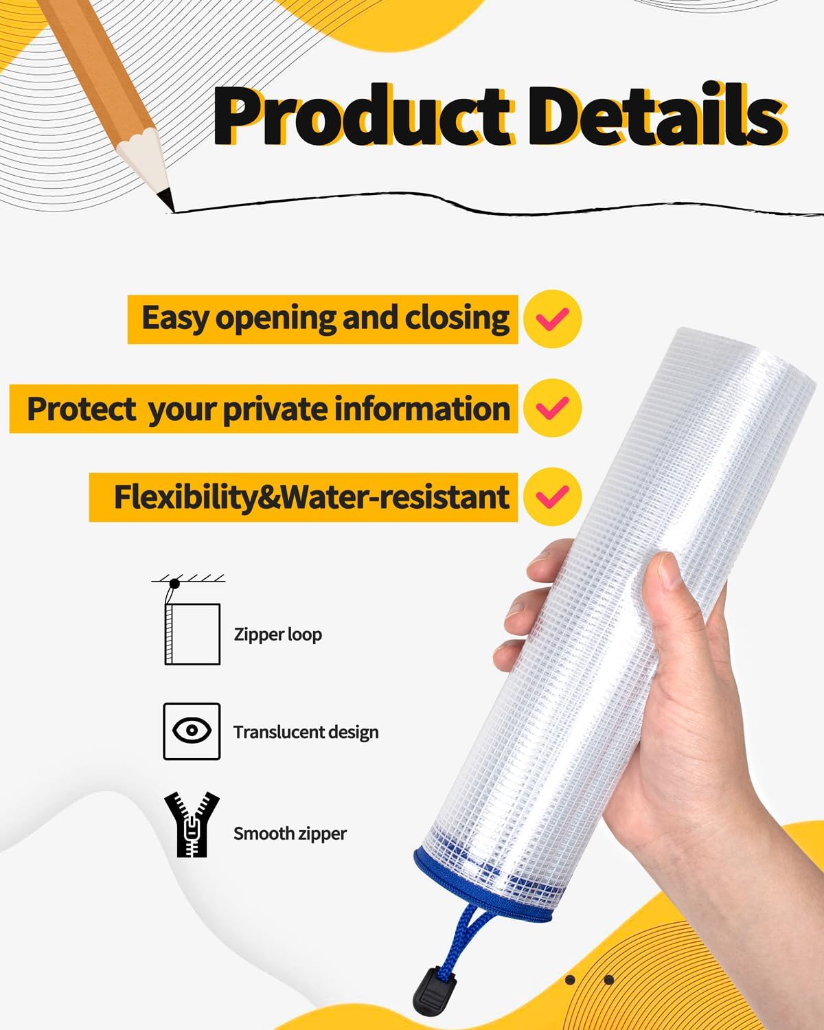 SUNEE Multisize Mesh Zipper Pouches (9 Colors, 24 Packs), Zip Bag for School Office Supplies, Puzzles & Games Organizing Storage - Image 3