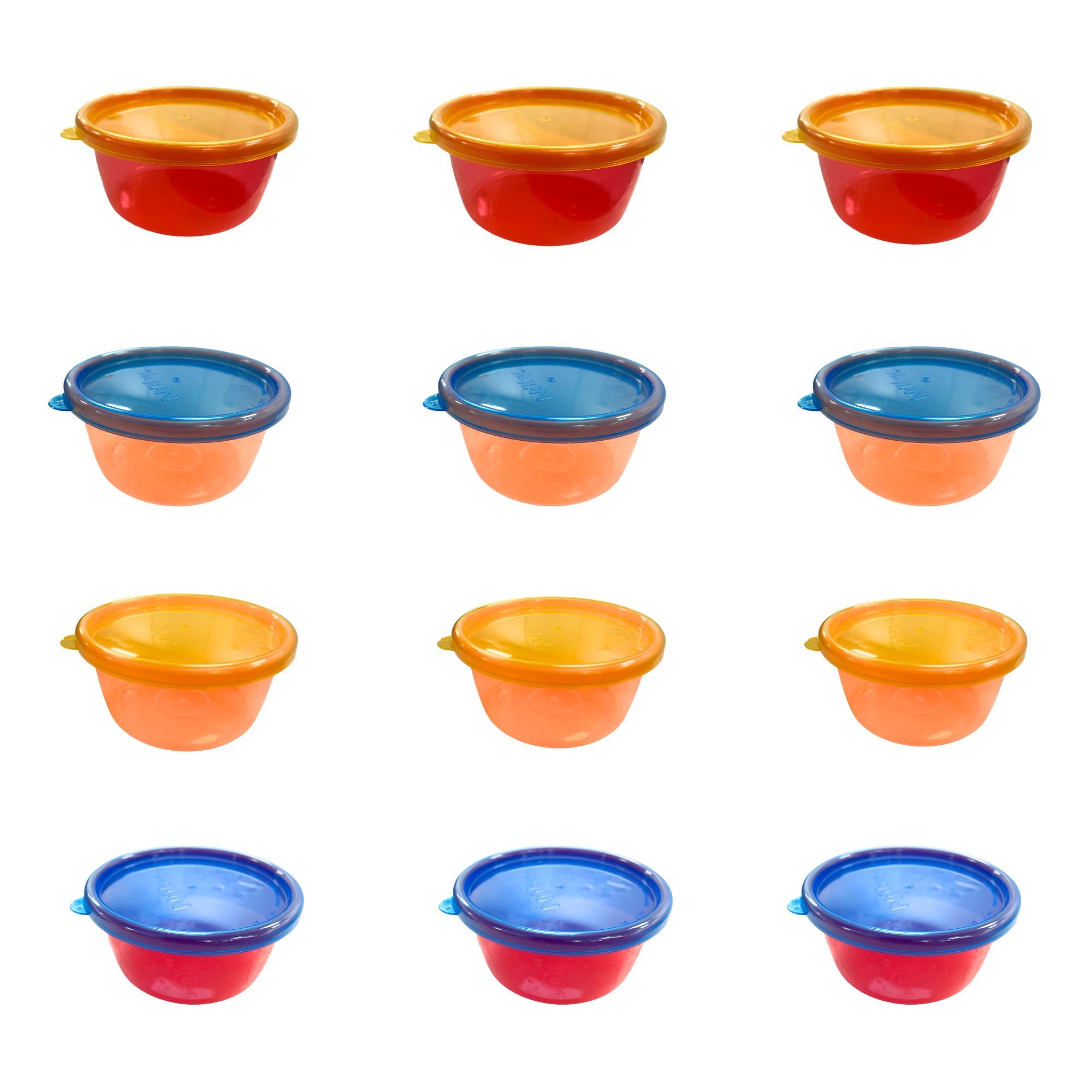 Nuby Bols avec Couvercle | Pots de conservation | 12 Pack | 300 ml | Multicouleurs (couleurs peuvent varier)