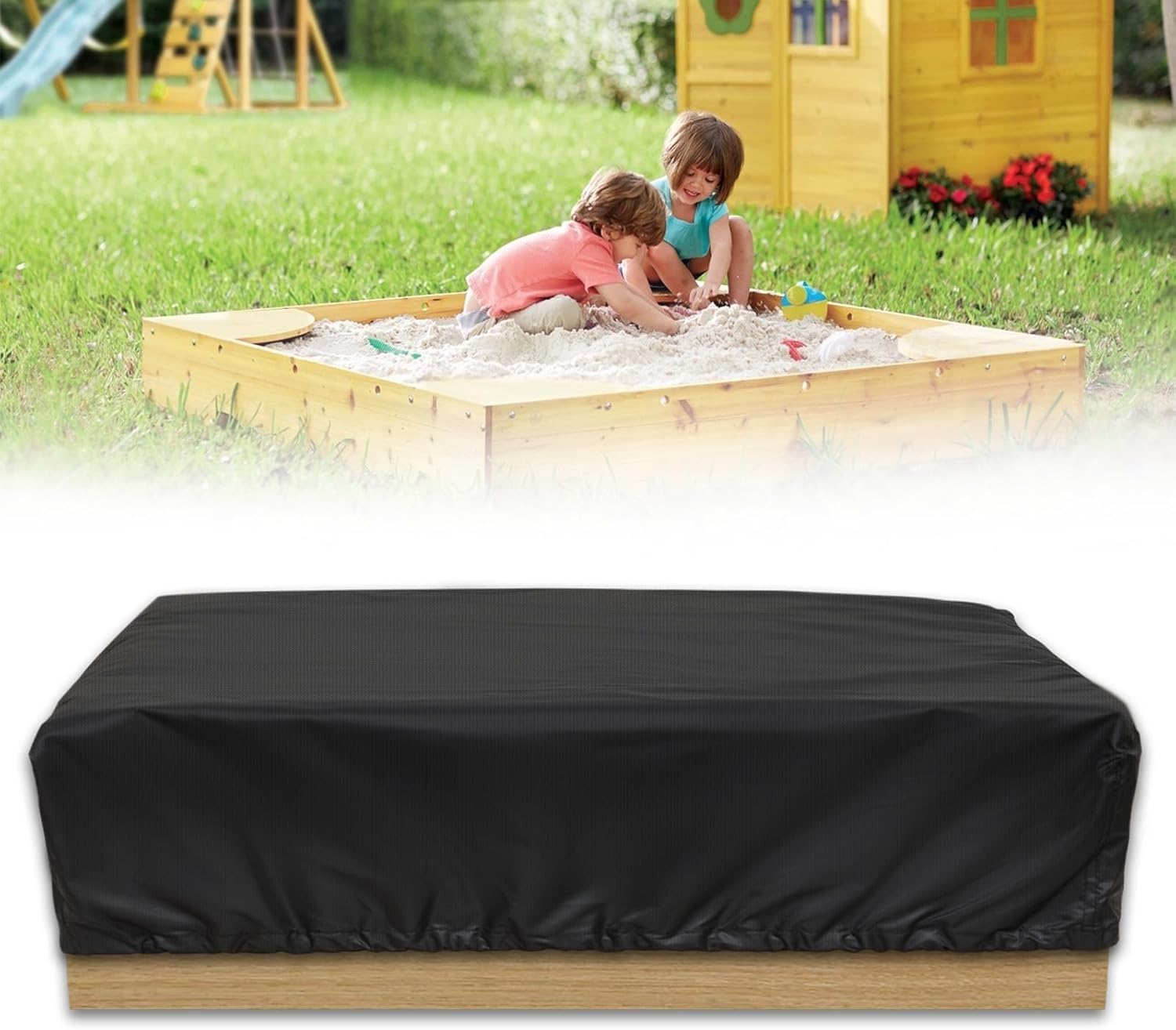 Sandkasten Abdeckplane 155x155cm - Wasserdicht, Mit Elastischen Bändern, Aus Oxford Stoff