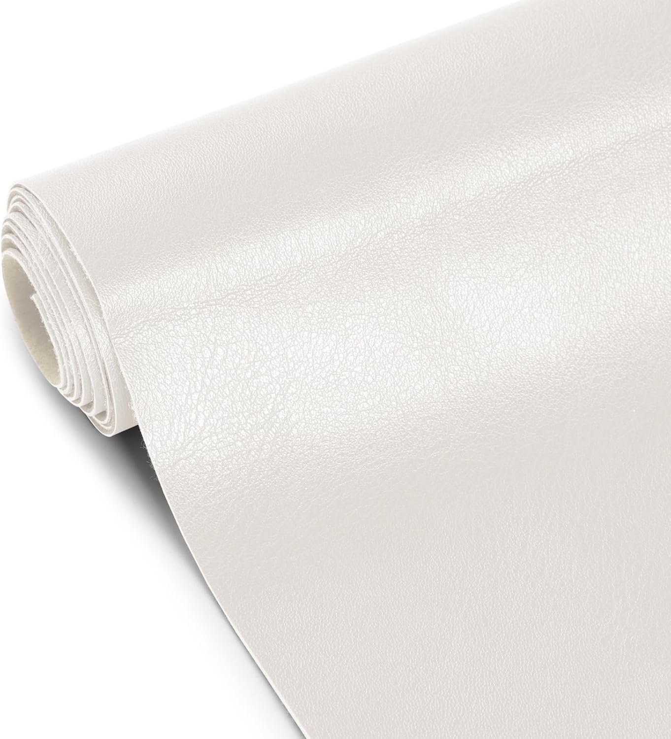 Faux Leather Fabric, Marine Vinyl Upholstery Fabric 55" x 108", 1.05mm Thick Soft Durable Synthetic Material for Sofa Chairs Bags Car Seats Furniture DIY Crafts Sewings, White