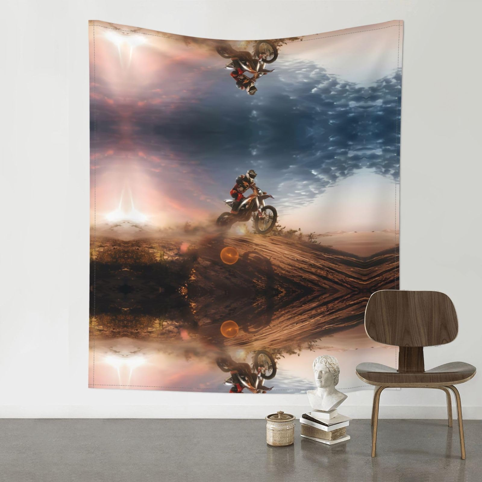 YYHWHJDE Motocross Prints 60x51in Wall Tapestry – High-Grade Polyester Throw for Dorm, Beach & Home Decor