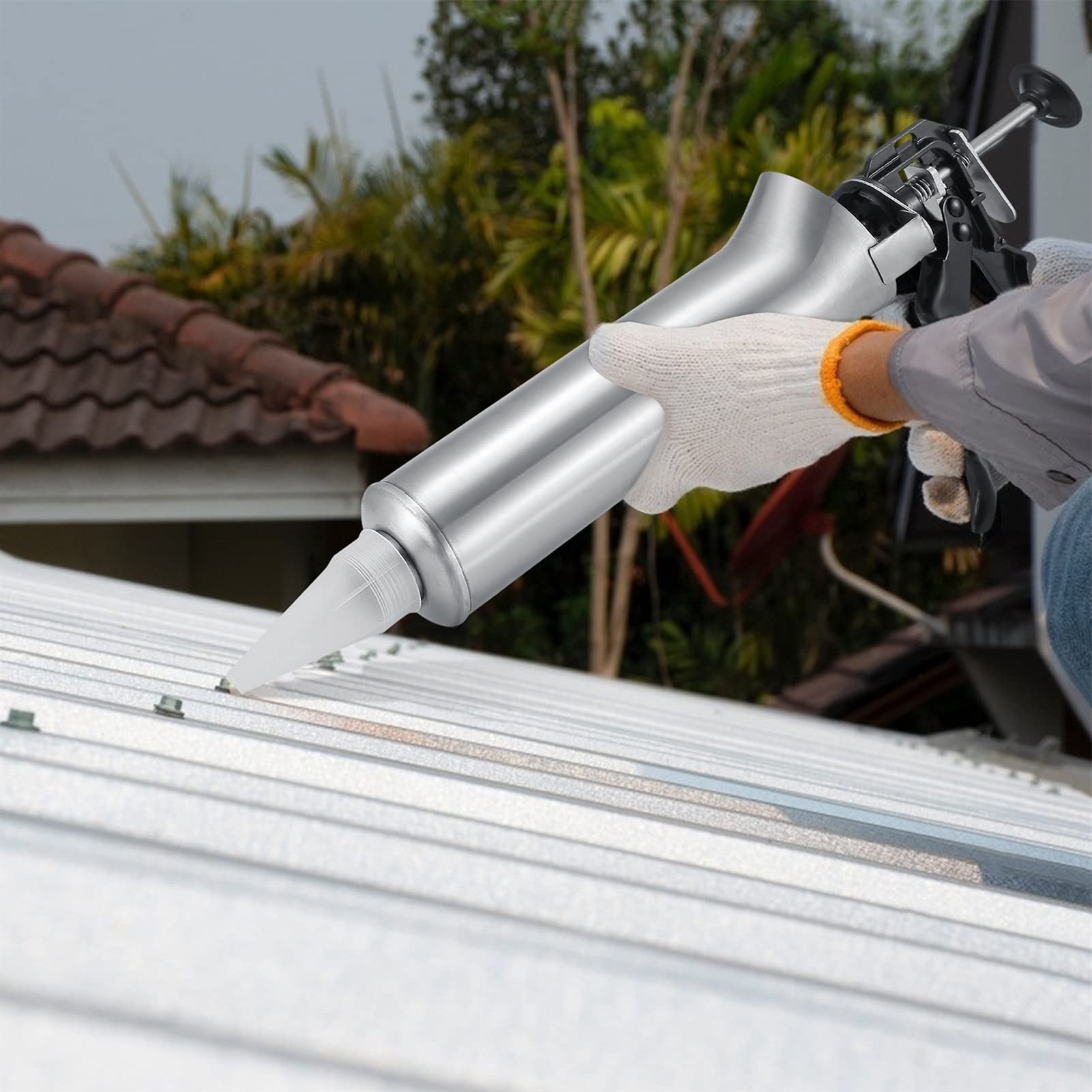 Buy kengbi Caulking with Push Rod Design Stainless Steel Mortar Syringe