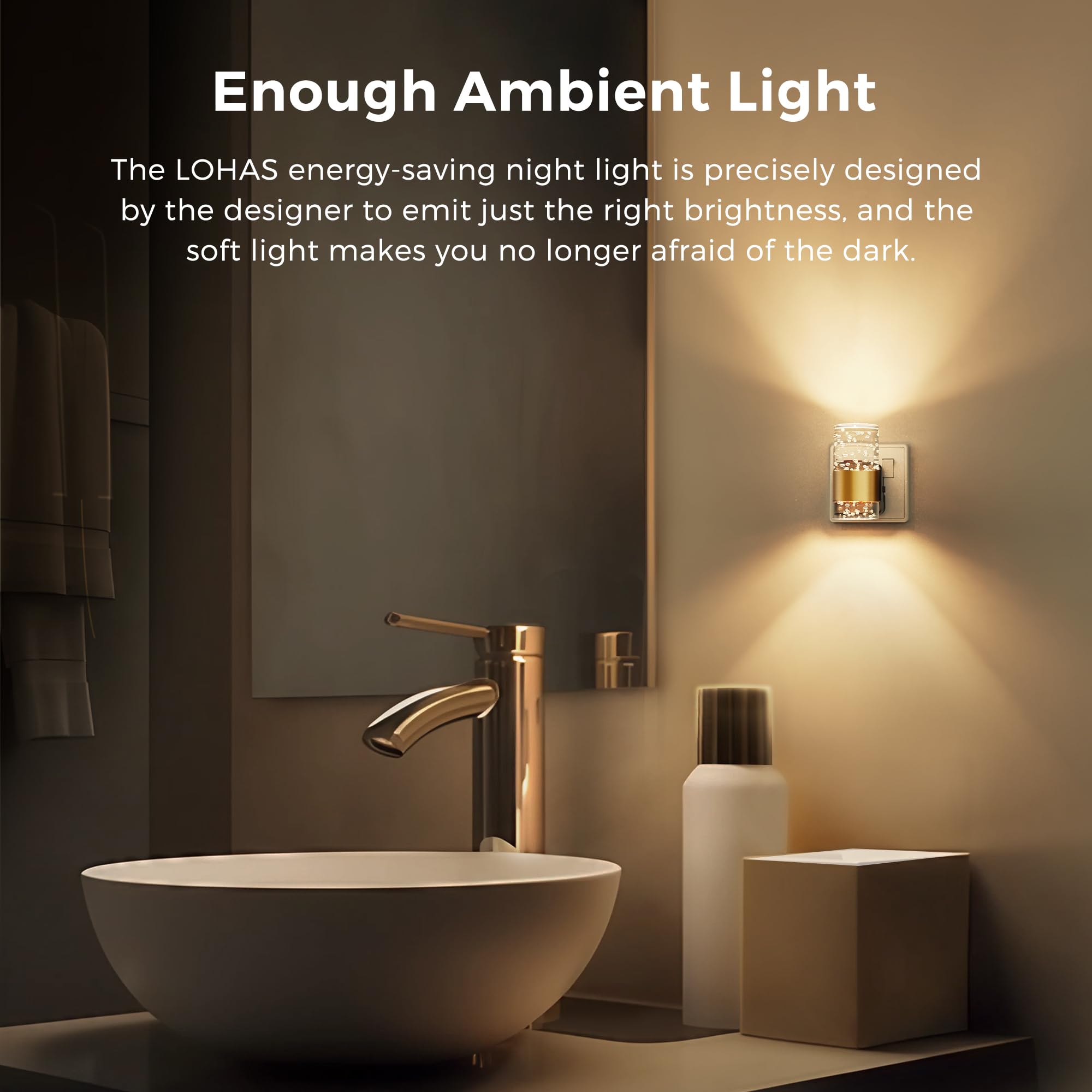LOHAS-LED Night Light, Plug in Night Light with Light Sensor, 0-100LM Dimmable Nightlight, Warm White 3000K - Image 4