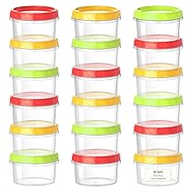 VINATO 18Pcs Contenitori per Alimenti, 250ml Barattolini Plastica Piccoli con Tappo, Set Scatole Plastica in Rosso, Verde & Arancione, Contenitori per Congelatore, Impilabili