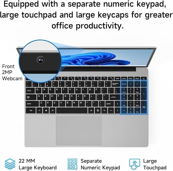 Jumper Laptop 15.6 Inch HD Display, Office 365, 4GB RAM 128GB Storage Expandable 1TB, 4 Cores Celeron, Windows 11 Laptops Computer, Wi-Fi 5, BT4.2, Type-C, Numpad, for Students and Business. - 5