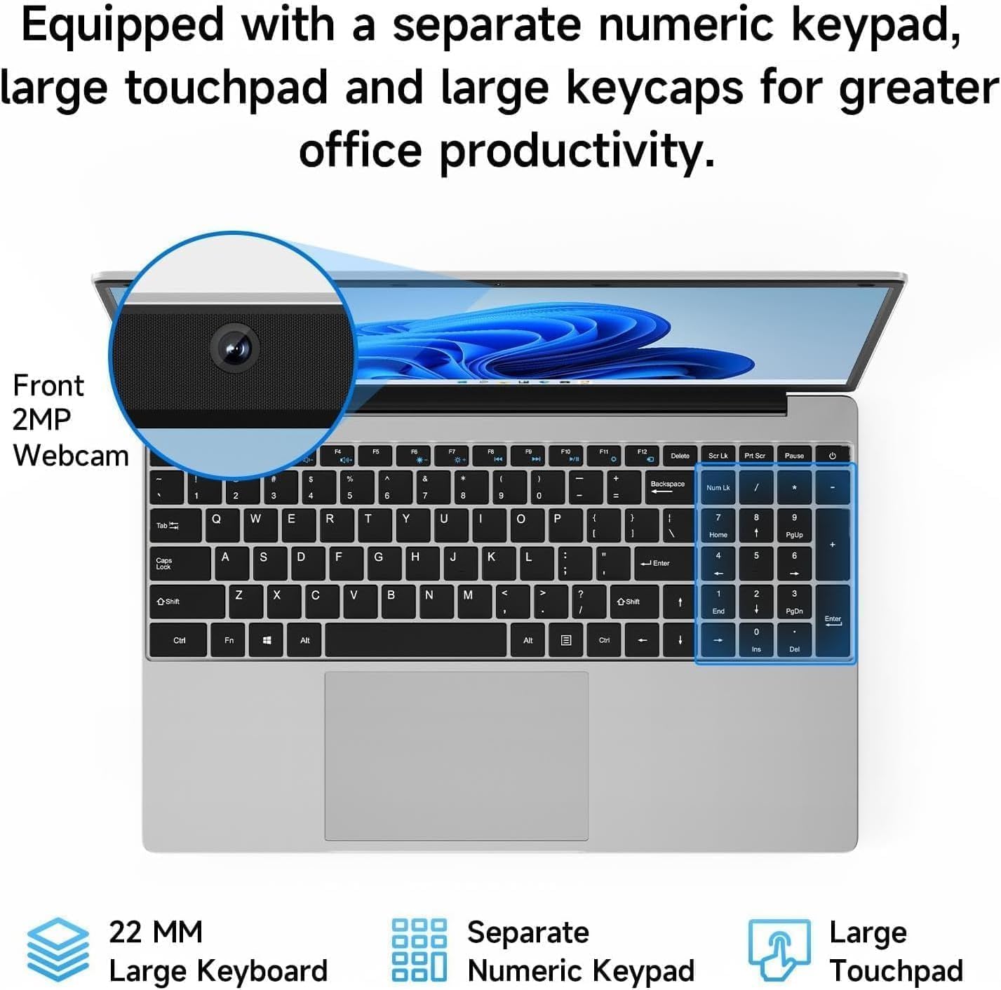 Jumper Laptop 15.6 Inch HD Display, Office 365, 4GB RAM 128GB Storage Expandable 1TB, 4 Cores Celeron, Windows 11 Laptops Computer, Wi-Fi 5, BT4.2, Type-C, Numpad, for Students and Business. — view 5