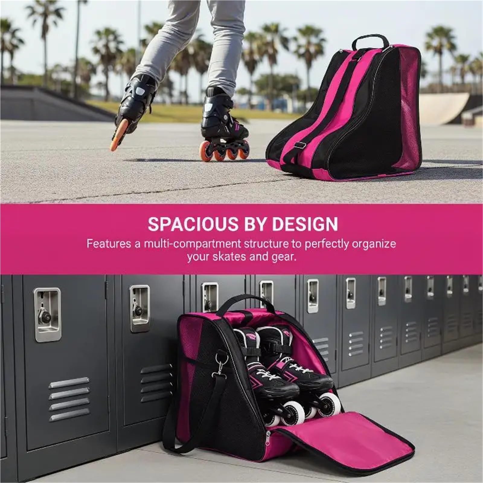 Bolsa para Patines Bolsa de patín Transpirable 3 Capas for Accesorio Patinaje cómodo Estilo Mochila