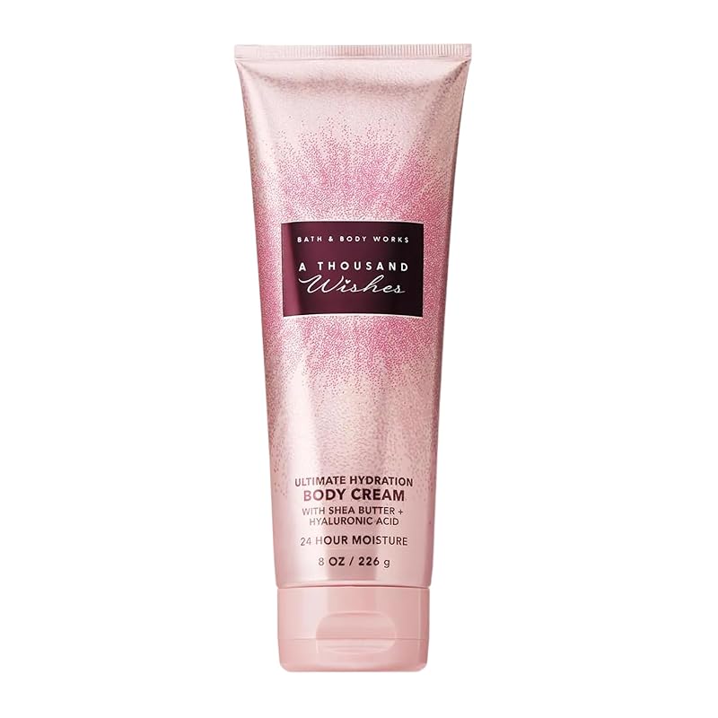 Bath & Body Works A Thousand Wishes Creme Corporal com Manteiga de Karité e Ácido Hialurônico, Fragrância Prosecco e Peônia, 189 g