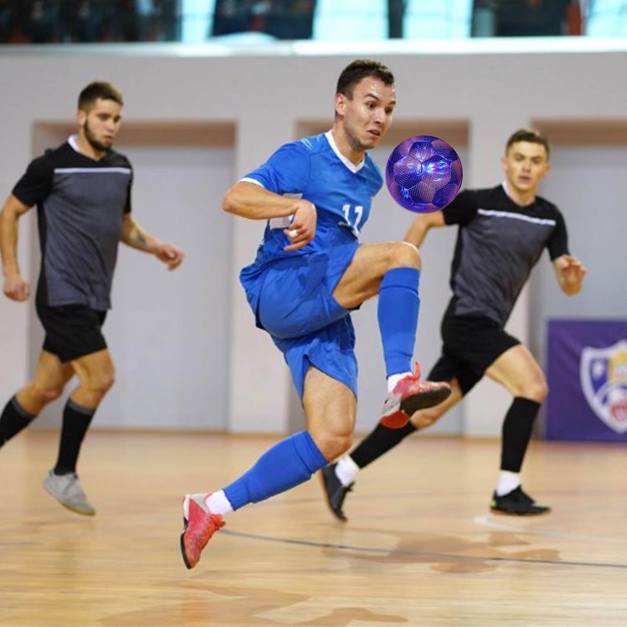 EVZOM Futsal-Ball, Futsal-Fußball, Größe 4, für Erwachsenen-Training im Innenbereich, Violett