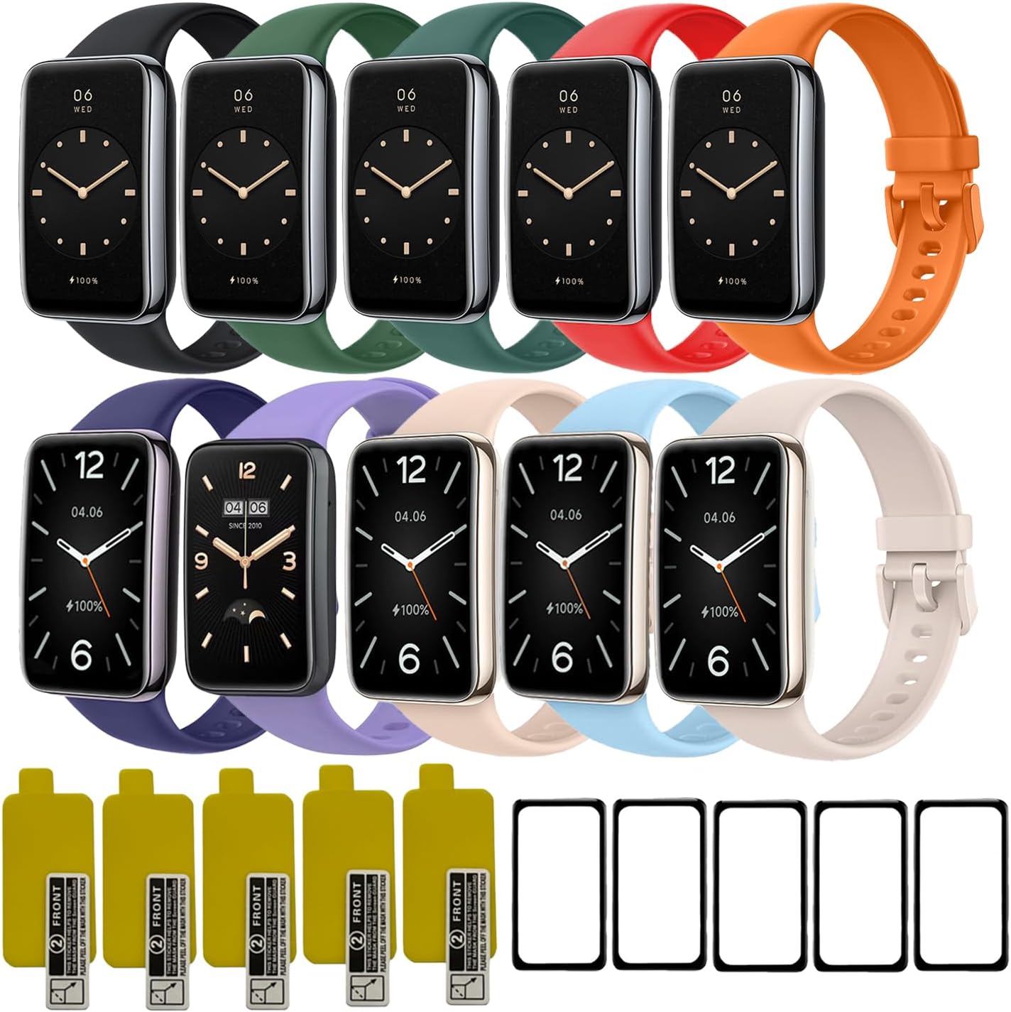 Screen Protector and Strap Compatible with Xiaomi Mi Smart Band 7 Pro, Watch Band, for Men for Women